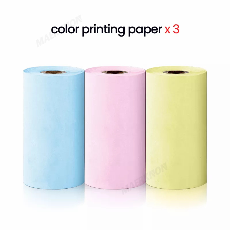 57*25MM HD Mini Printer Thermal Paper Self-adhesive Roll Paper Label Sticker Photo Inkless Printing Portable Printer Color Paper: green