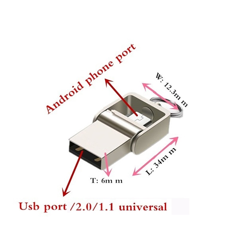 OTG 3 IN 1 pen drive 32GB Micro usb 2.0 memory stick 64GB pendrive 16GB usb flash pen metal For usb Key flash drive