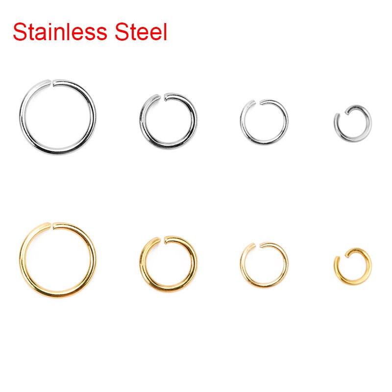 100pcs Golden Stainless Steel Open Jump Rings Bulk Dia 4 5 6 8mm Split Rings End Connectors For Diy Jewelry Making Accessories