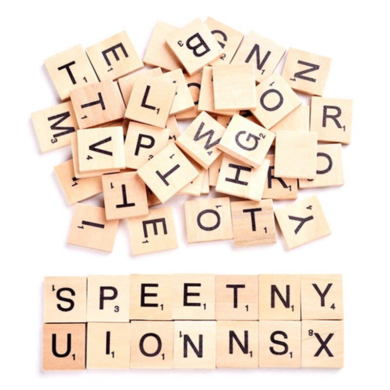 100 Stks/partij A-Z Engels Letters Set Woord Scrapbooking Nummer Alfabet Tegel Houten Brief Blok Diy Crafting Speelgoed