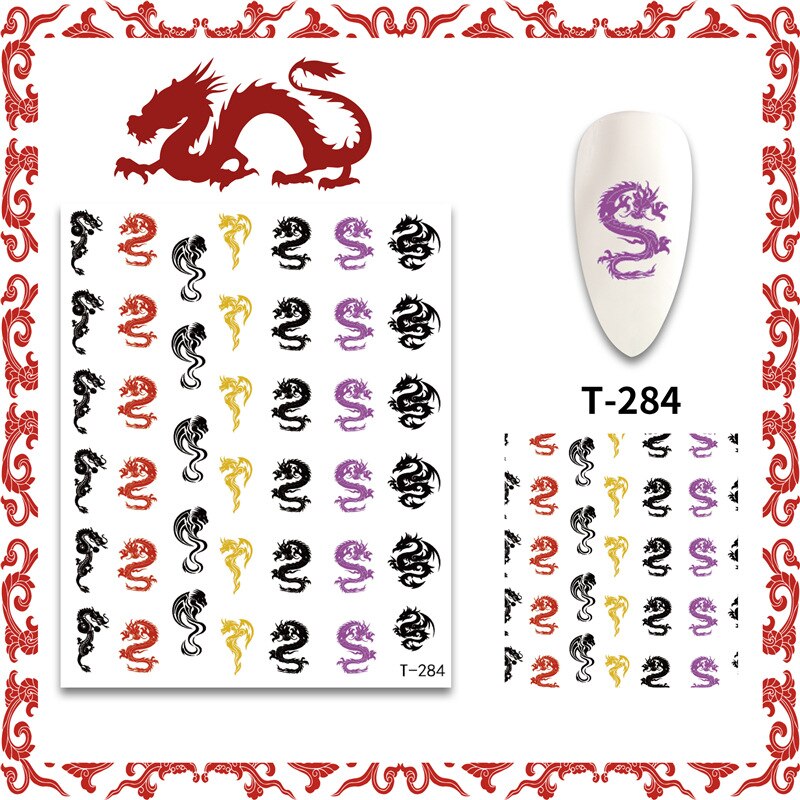 Chinese Dragon Nail Art Stickers Punk Nail Decals Waterproof Nail Decoration Colorful Dragon Element Nail Accesories For Nails: 07