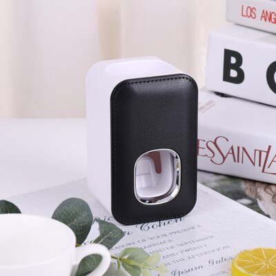 Distributeur mural automatique de dentifrice et porte-brosse, ensemble d'accessoires de salle de bains, pressoir de pâte à dents, distribution toilette, outil de suspension: Black-B