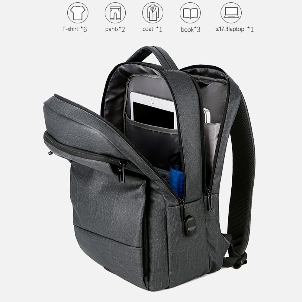 Ike Marti Business Mannen Rugzak 15.6/17 Inch Laptop Rugzakken Waterdicht Usb Opladen Anti Diefstal Reistas mannelijke Mochila