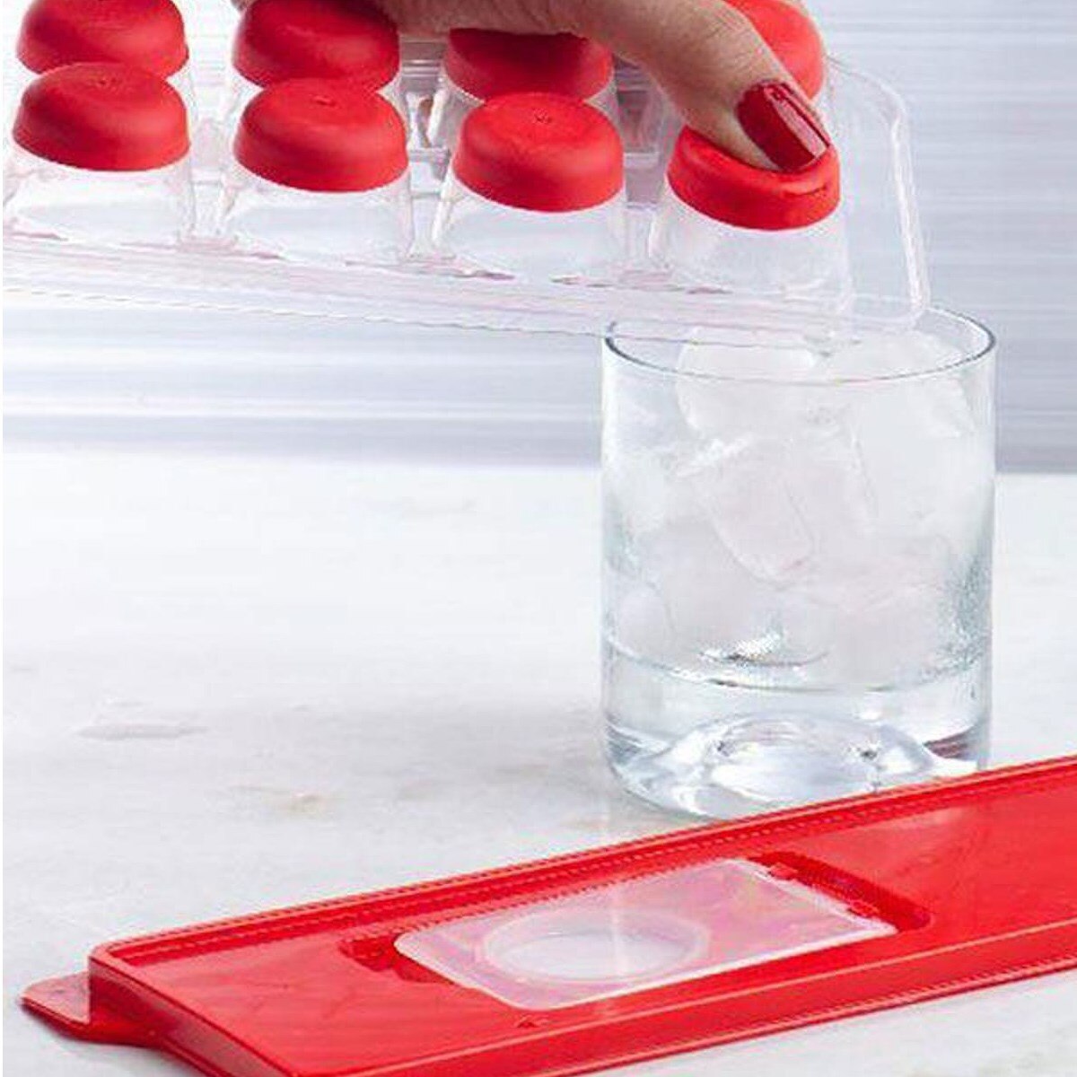 Silicone 12 Ice Cubes Tray with Removable Non-Spill Lid Easy to Pour Section Release and Flexible Ice Cube Molds Durable Stack