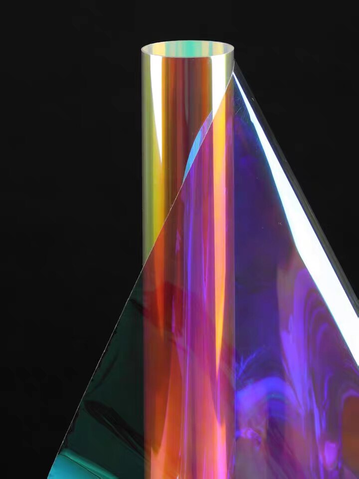 Kolorowe okno film SUNICE 35*1000cm dichroiczne kolorowe barwione szklana naklejka przezroczysta tęcza barwienia słoneczny film diy Cosplay