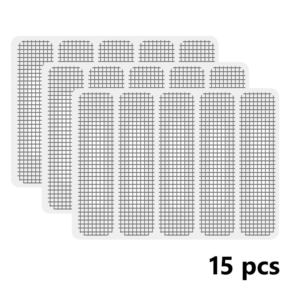 Cache-vitre Anti-moustique et anti-mouches, pour la maison, adhésif puissant, couvre fenêtre, maille de porte, réparation de bande cassée: 15pcs Hole stickers