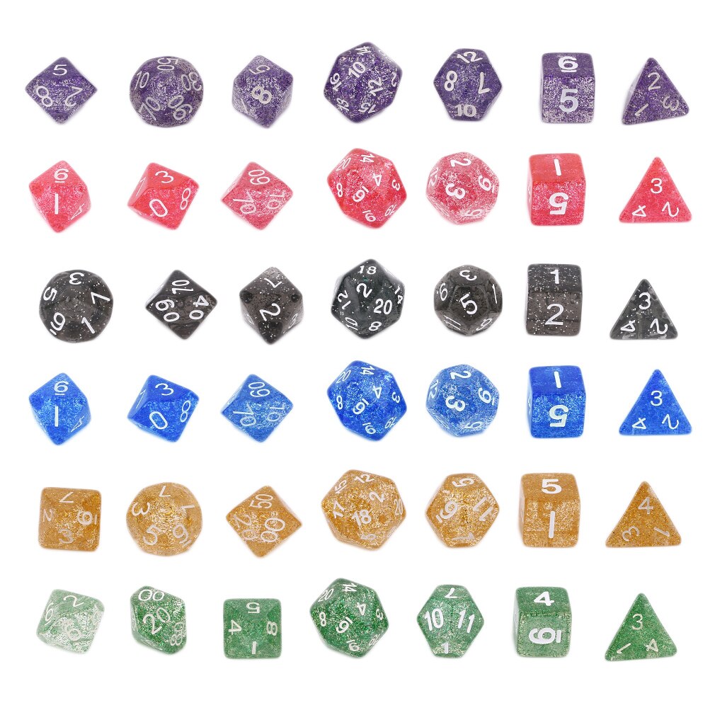 Bright Color 7 Pcs Set Multi-Faceted Acrylic Dice16-20mm D4 D6 D8 D10 D12 D20