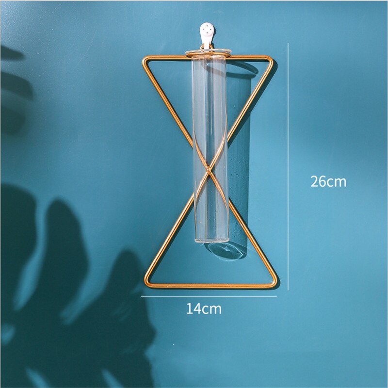 Muur Opknoping Glazen Reageerbuis Vaas Helder Hydrocultuur Pot Container Bloem Fles Shop Home Decoratie Ornament Gratis Punch