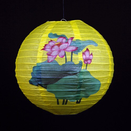 12inch 30cm Chinese Round Retro Paper Lantern Birthday Wedding Party Decor Craft DIY Creavtive Home Decoration Accessories: yellow hehua