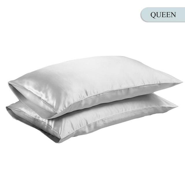Queen/king zijden satijnen kussensloop beddengoed kussensloop glad huis wit zwart grijs hemelsblauw roze zilver