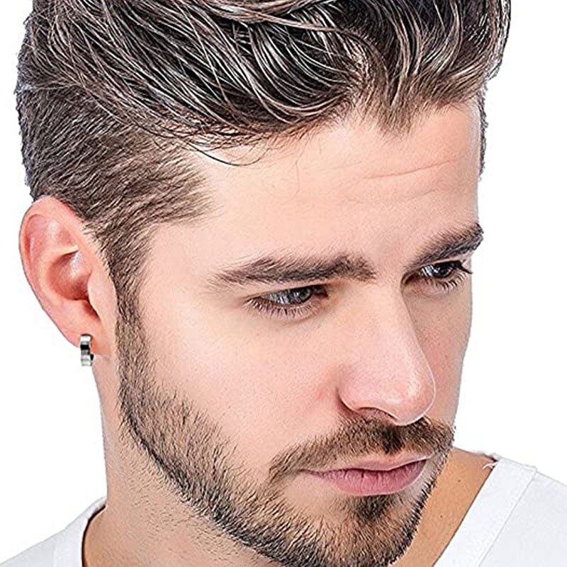Juego de 4 pares de pendientes de acero inoxidable para hombre y mujer, tachuelas magnéticas sin perforación, CZ, Color acero de 6MM