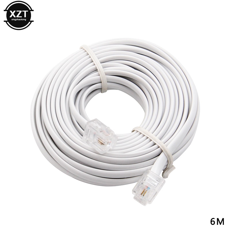 Cable de extensión Modular para teléfono, 15M/12M/9M/6M/3M, RJ11 macho 6P2C