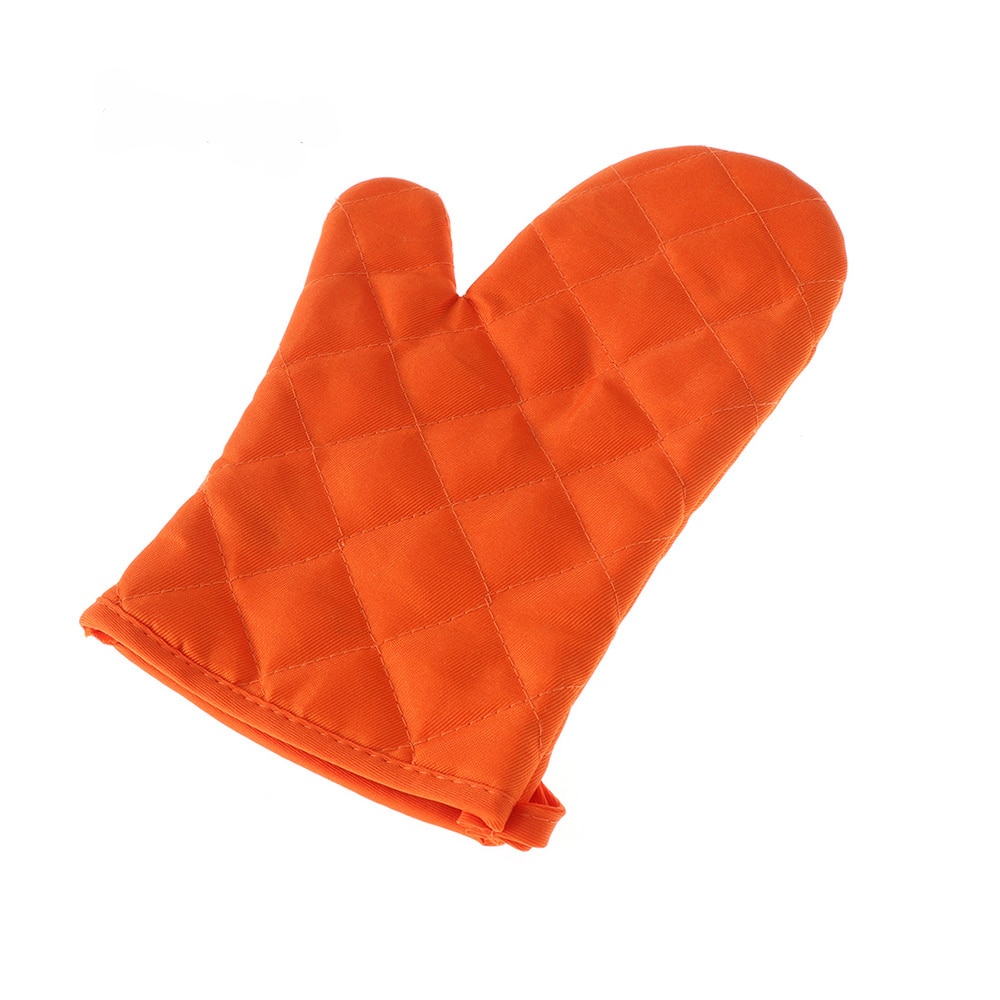 1 stück Neue Tragbare Schwarz Baumwolle Mischung Dicke Küche Backen Kochen Isolierte gepolstert Ofen Handschuhe Fausthandschuh: Orange