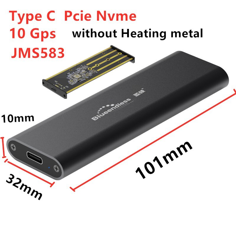 PCIE M.2 NVME USB SSD obudowa M z tuleją samozaciskową C USB 3.1 2240/2280 obudowa na SSD aluminium 10 gb/s pudełko zewnętrzne solidny dysk zewnętrzny: M2802NC-C