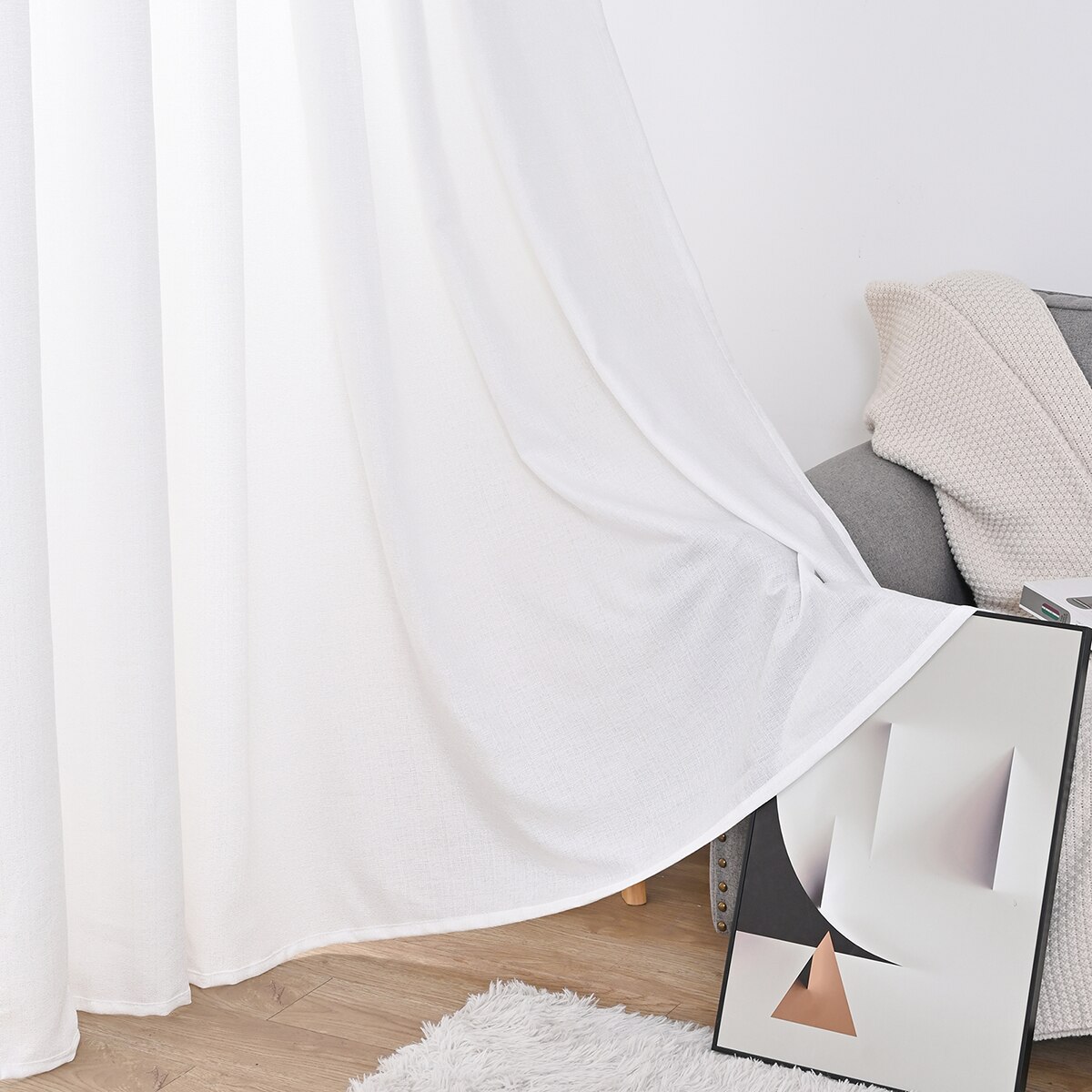 White Semi Sheer Curtains For Living Room Rod Pocket Window Drapes Bedroom Privacy Window Screening Tulle Curtains Decoration
