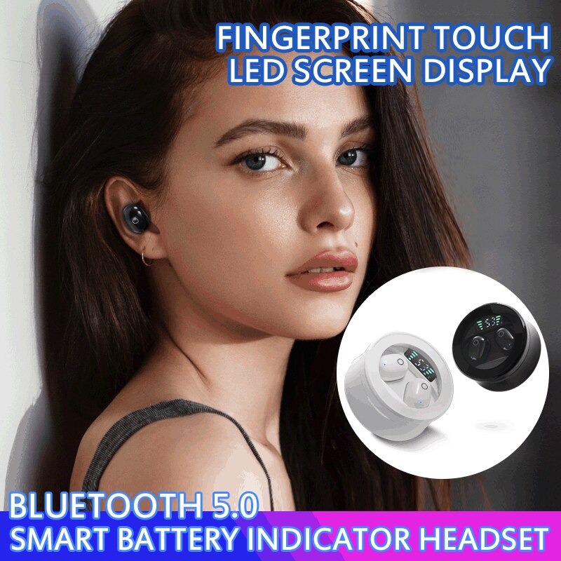 Bluetooth Headphone Power Indicator Headphone Mini Dual-ear Wireless Bluetooth 5.0 Headset For Phones In Stock