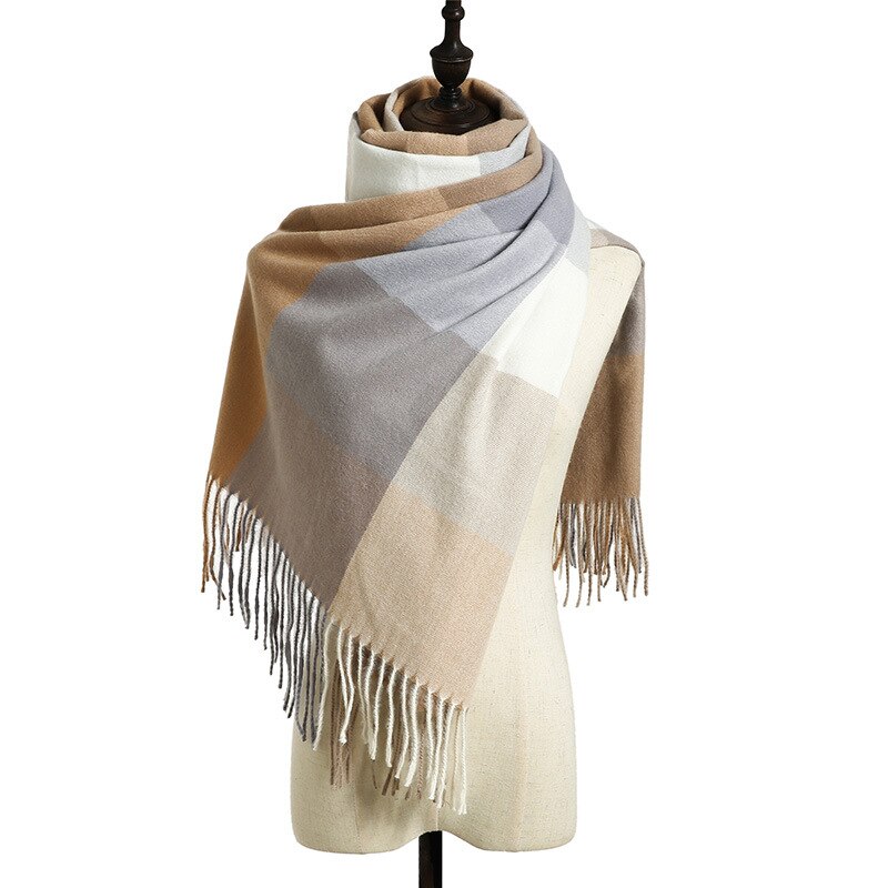 Dianruo Klassieke Herfst Winter Grace Vrouwelijke Plaid Sjaal Vrouwen Sjaals Brede Roosters Lange Shawl Wrap Deken Warm Sjaals R331: 9