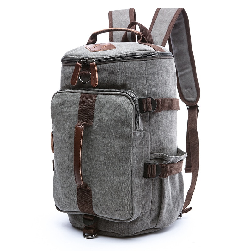 Snap tours de lona bolsa de viaje para los hombres de gran capacidad hombre equipaje de mano durante la noche de lona bolsa de fin de semana de mochila de viaje: GREY-SMALL