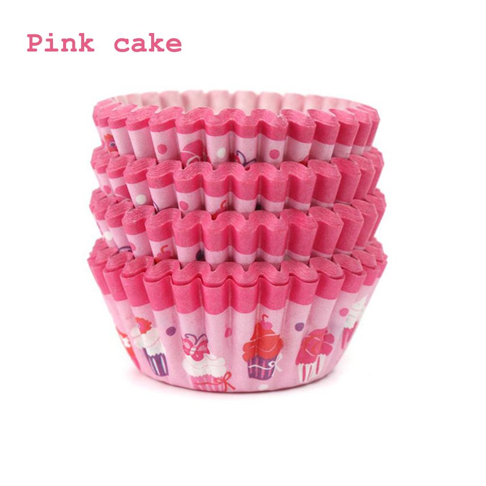 4 Stijlen 100 Stuks Cupcake Liner Bakken Cupcake Papieren Vormpjes Taartdoos Cup Eitaartjes Lade Cakevorm decoreren Gereedschappen: Roze