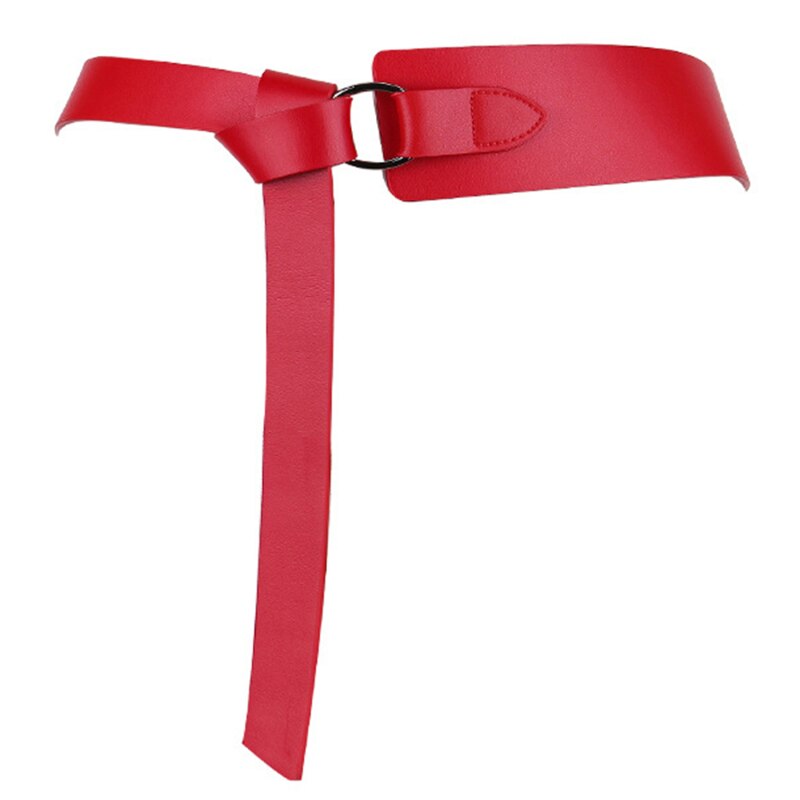 Cinturón de cuero ancho con lazo para mujer, cinturón de corbata para mujer, rojo y negro, cinturones de ocio para vestido de boda para mujer, de