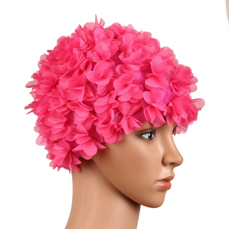 Gorro de baño Floral Vintage para mujer, gorro de baño Retro con estampado de pétalos de flores, atractivo