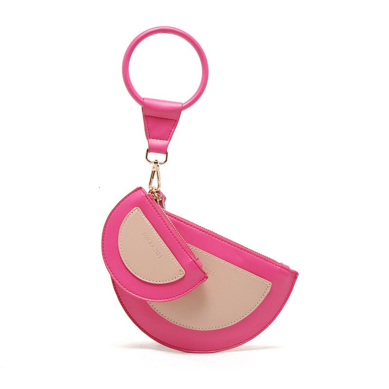 Vrouwen Contrast kleur Lange Mode Rits Clutch Handtas Mobiele Telefoon Kaarthouder Portemonnee Dunne Halve Cirkel portemonnee