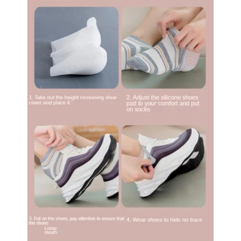 Unsichtbare Höer ErhöHenne Silikon Socken Gel Ferse Pads Orthopädische Bogen Unterstützung Ferse Kissen Einlegesohlen Fuß Massage Pad unisex