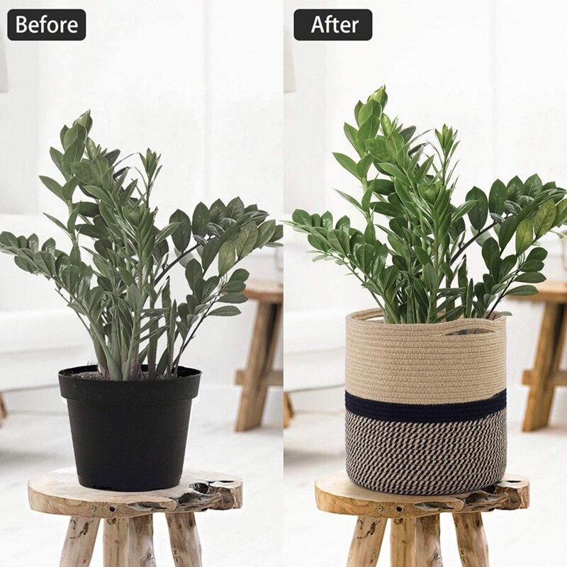 Plant Mand Moderne Geweven Mand Voor Bloempot Vloer Indoor Plantenbakken Organizer Mand Rustieke Home Decor