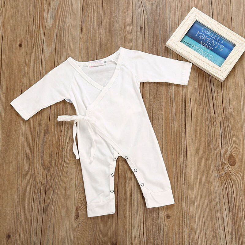 0-24M Newborn Infant Baby Boy Girl Clothes Solid Color Back Wing Little Angel Romper Jumpsuit Playsuit Clothing: White / 100cm