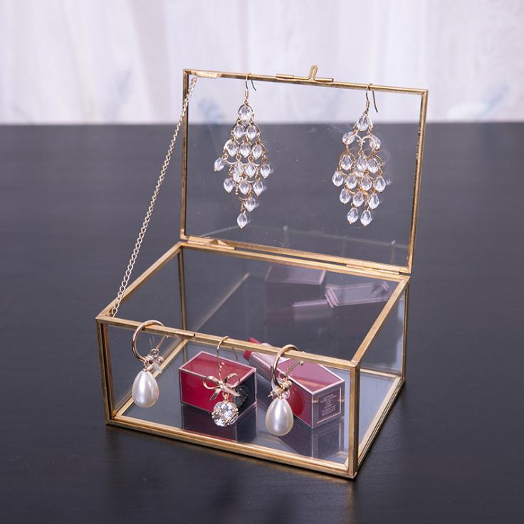 Joyero nórdico de cristal, caja de almacenamiento de estilo Retro, tocador, caja de pañuelos, colección de acabado, cubierta de exhibición para tienda de uñas