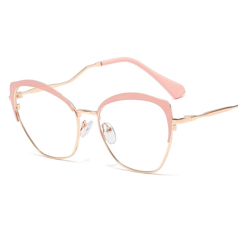 espejo plano de Metal de ojo de gato para mujeres de de lujo lente transparente óptica patas únicas Retro montura gafas miopía Oculos: 2