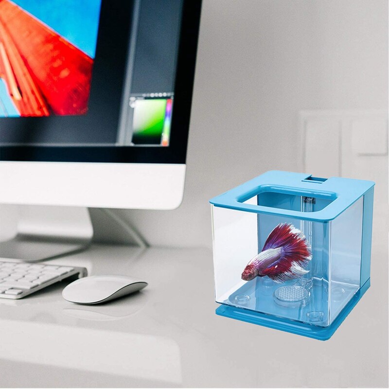 Betta Fish Tank Aquarium Fish Tank Easy to Change the Water Acrylic Plastic Self-Cleaning Small Fish Tank