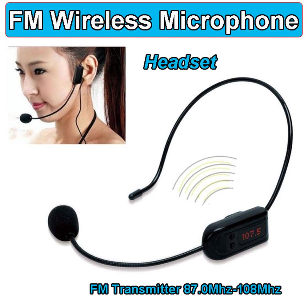 Portable FM Wireless Microphone Headset Megaphone Radio Mic for Loudspeaker Teaching Microphone Head Wear Mic