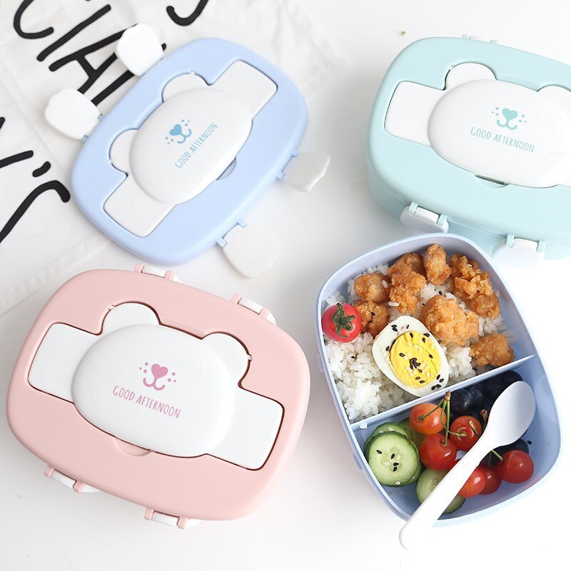 Kind Cartoon Lunchbox Gezonde Materiaal Voedsel Container Reizen Wandelen Kantoor School Draagbare Lekvrij Met Lepel Bento Box