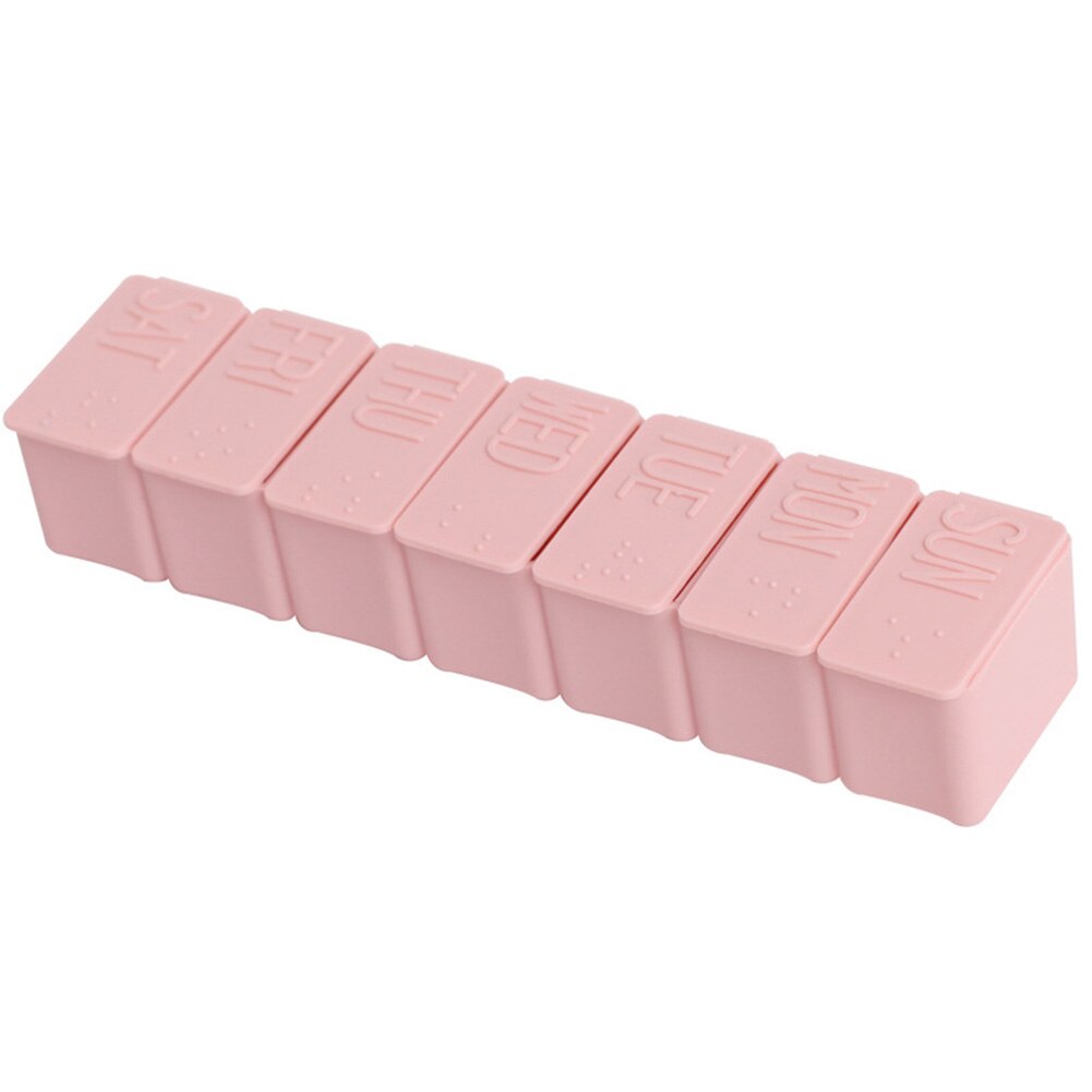 14/7 Grids 7 Dagen Wekelijkse Pillendoosje Geneeskunde Tablet Dispenser Organizer Pillendoosje Splitters Pill Organizer Container: Pink