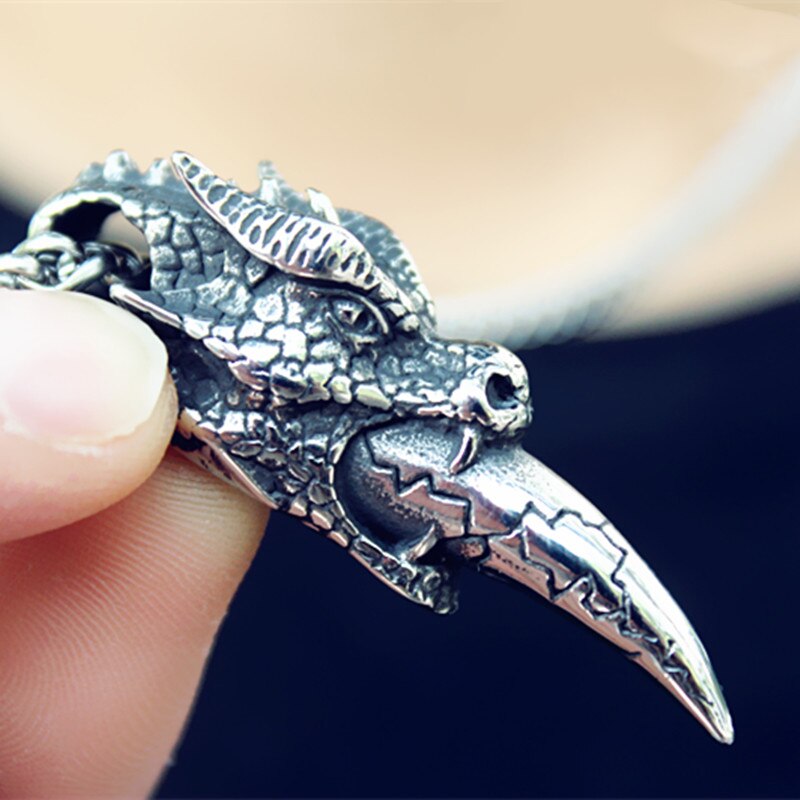 Fine Hand-made Retro Domineering Three-dimensional Dragon Head Wolf Tooth Pendant Men's and Women's Jewelry Necklace