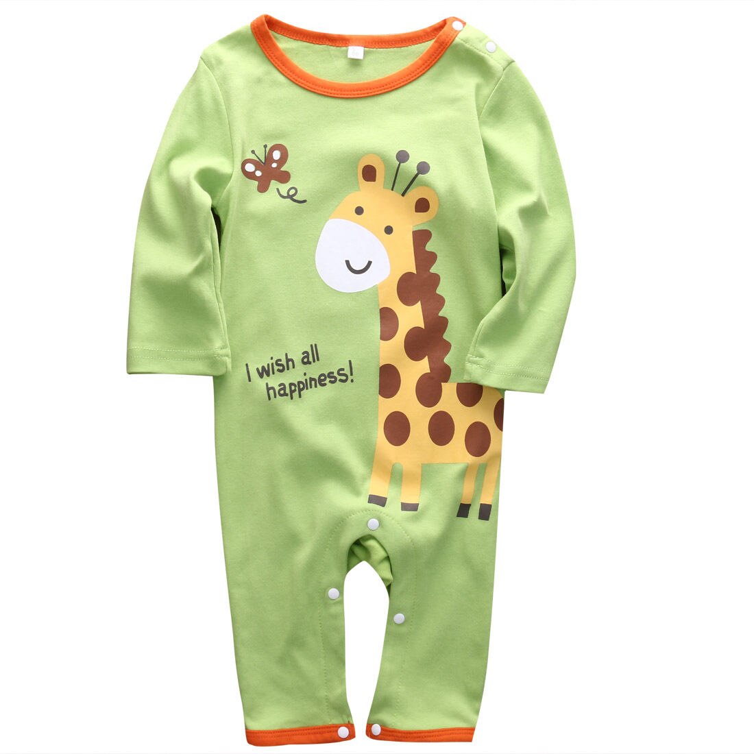 Outono adorável causal da criança do bebê meninas meninos macacão de manga longa dos desenhos animados animal impressão macacões macacão 2 estilo outfit 0-18m: green / 18 m