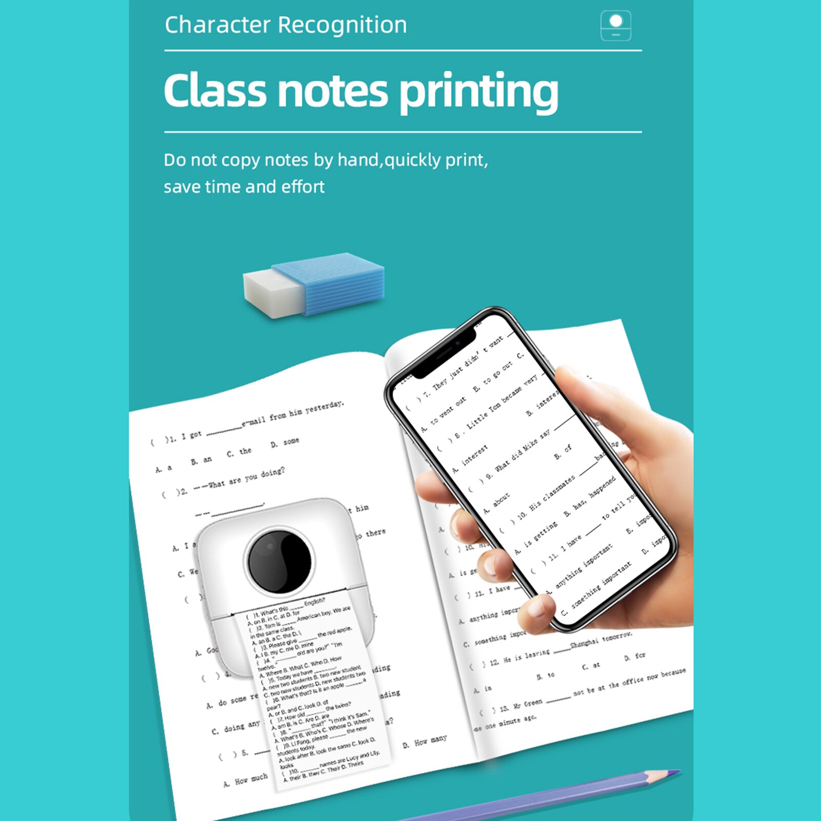 X5 Thermal Photo Printer Pocket Label Maker 200dpi Wireless Receipt Printer for Work Plan Memo Study Note List Journal Printing