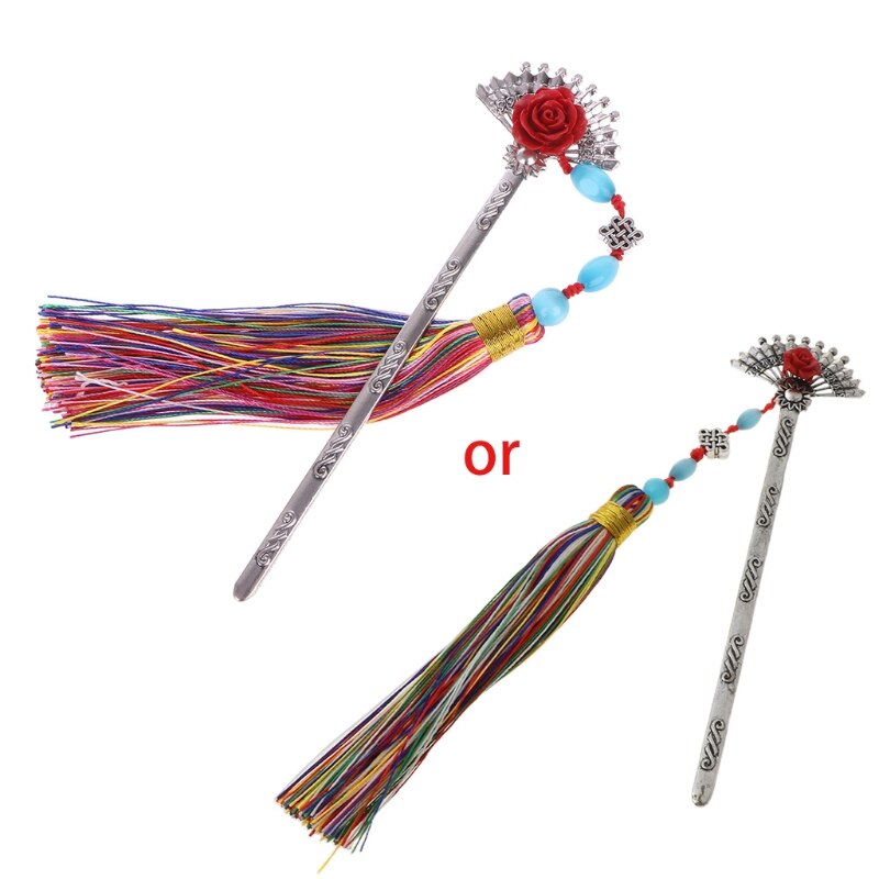 Chinese Style Vintage Classic Metal Bookmark Tassel Beads School Office Supplies P82A