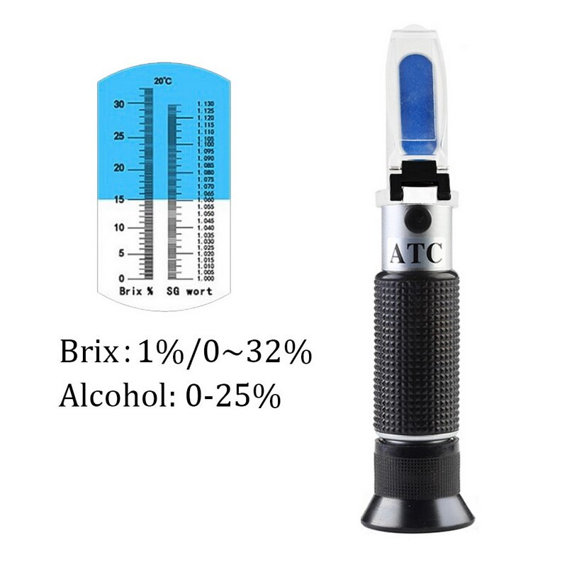 3 stil håndholdt alkohol / brix refraktometer sukker vin koncentration meter densitometer 0-25%  alkohol øl 0-40%  brix druer: Øl