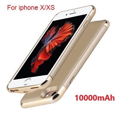 Voor iphone 6 6s 7 8 batterijlader case ultradunne externe back-up lader case voor iphone x  xs 6 6 s 7 8 plus powerbank case: Iphone x xs goud