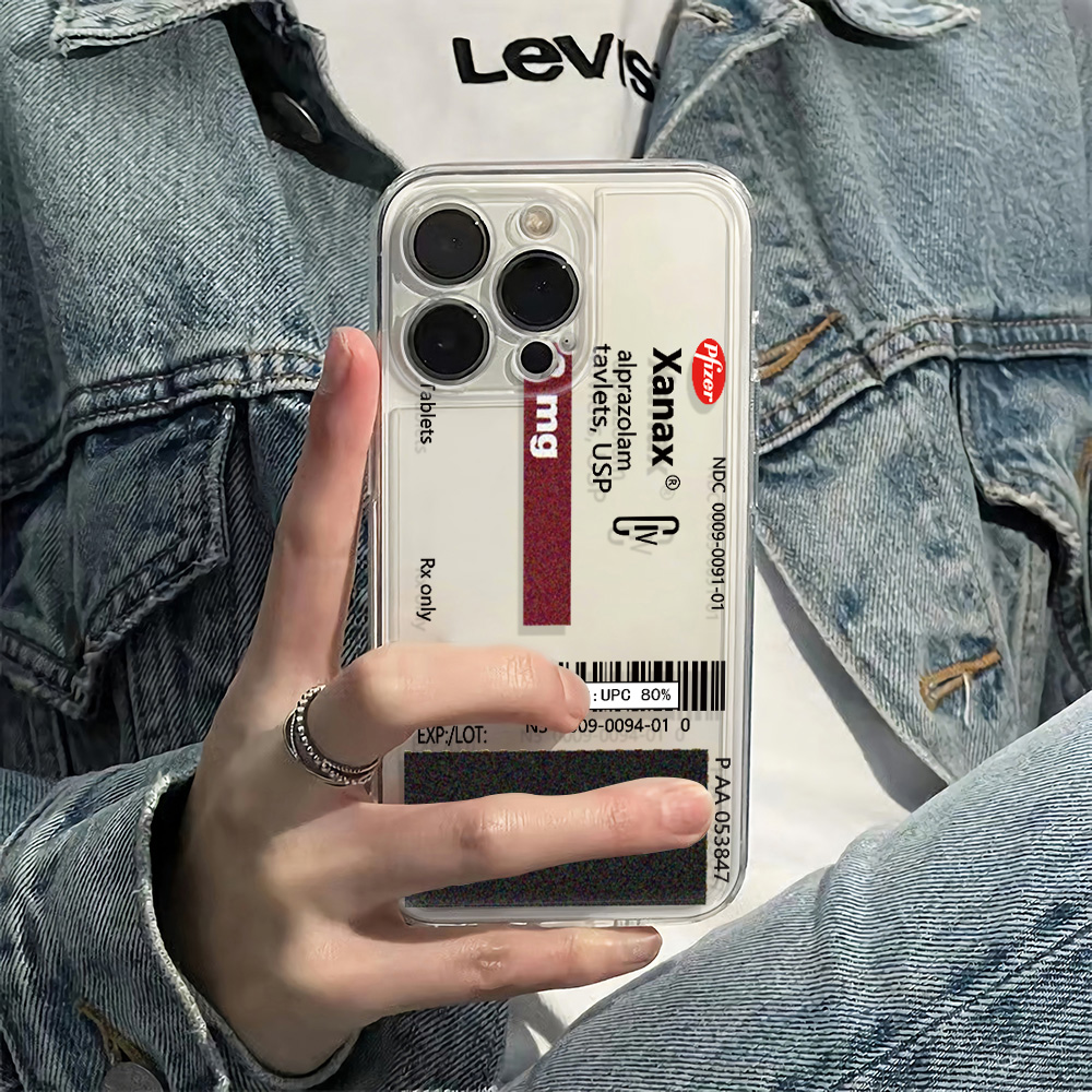 Xanax Transparent Phone Case For iPhone 16e Pro Case iPhone 13 11 15 12 14 Pro Max XR XS X 8 7 Plus Shockproof Cover
