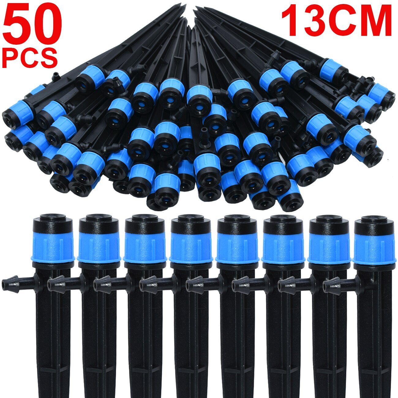 30-500PCS Adjustable 1/4 Irrigation Misting Dripper 360degree Sprinkler Drip Watering Tool 4/7mm Hose Garden Yard Greenhouse: A-50PCS-13CM