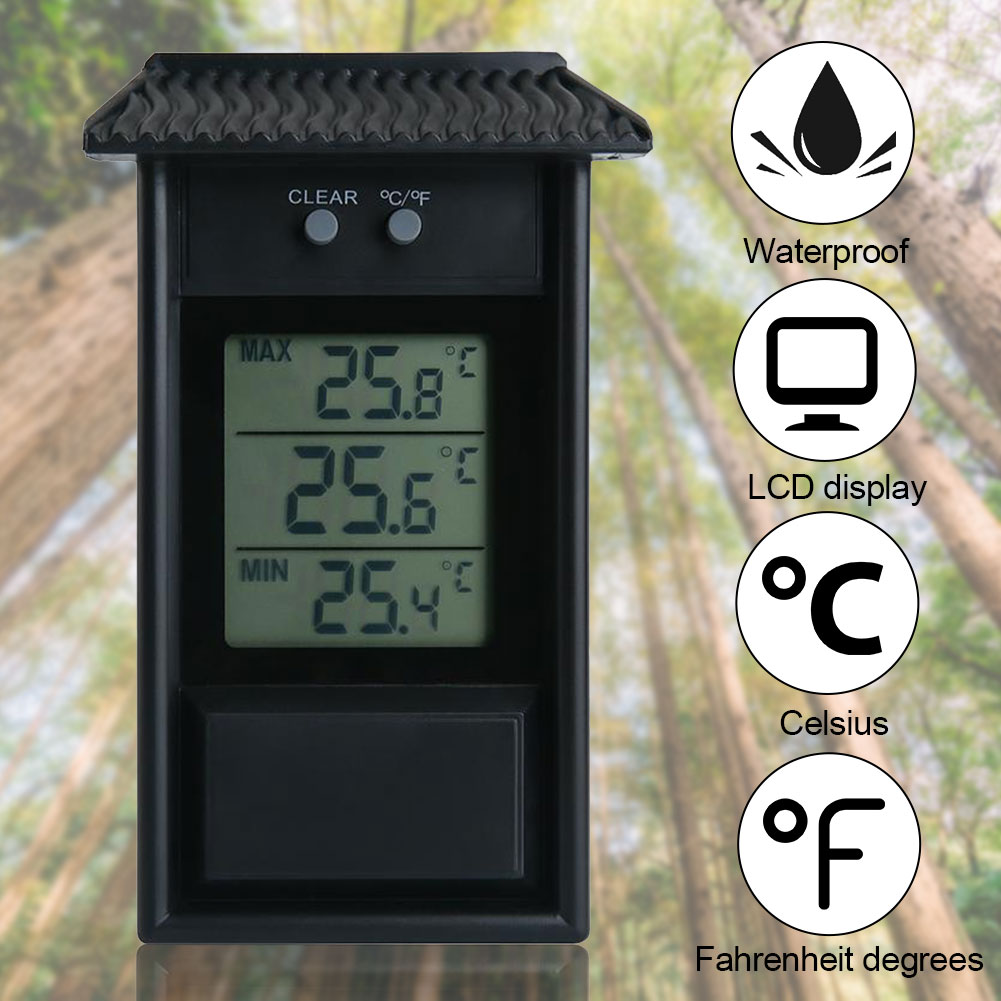 Buiten waterdichte wandmontage maximale minimale waarde lcd-scherm temperatuur thuis digitale thermometer hygrometer woonkamer binnen