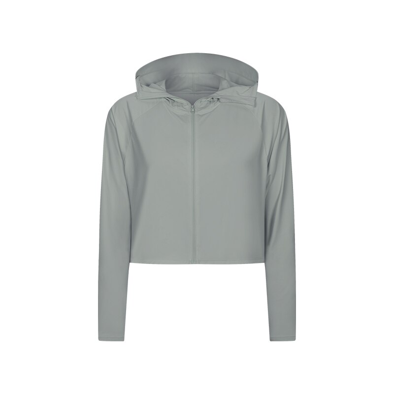 ABS LOLI frauen voll Postleitzahl UPF 50 + Sonnenschutz Hoodie Jacke Wandern Radfahren Lange Hülse Sonne Hemd Mit daumen Löcher Yoga Hemden: Meer Grün grau