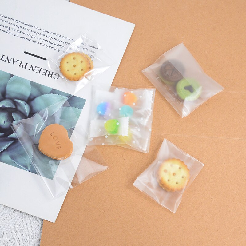 100pcs Transparent Dot Bags DIY Transparent Ziplock Food Bag White Round Dot Candy Cookie Storage Packaging Bag Decoration