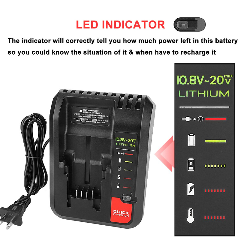 Li-ion Battery Charger For Black Decker 20v charger For Porter Cable/Stanley 10.8V 14.4V 18V PCC690L L2AFC FMC690L FMC688L 686L: Beige / 10A
