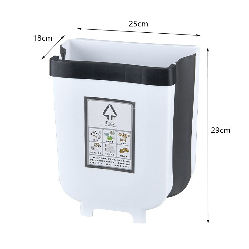 Folding Hanging Kitchen Trash Can Plastic Trash Bin Kitchen Compost Caddy Garbage Bin Waste Bin for Home Car: B large