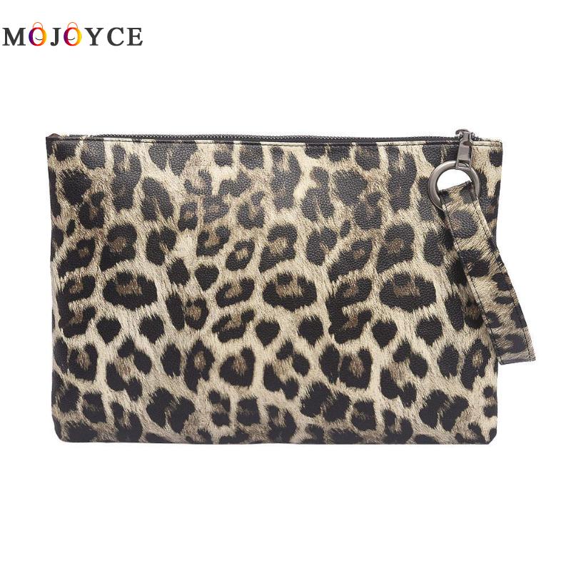 Women Leopard Print Day Clutch PU Leather Zipper women envelope bag clutch evening bag female Handbag carteras y bolsos de mujer: 2