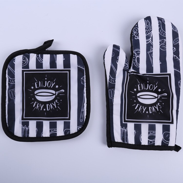 Gants de cuisine antidérapants en coton, 2 pièces, pour BBQ, cuisson au micro-ondes, mitaines de four mignonnes, maniques en lin résistantes à la chaleur, outils de cuisine: B